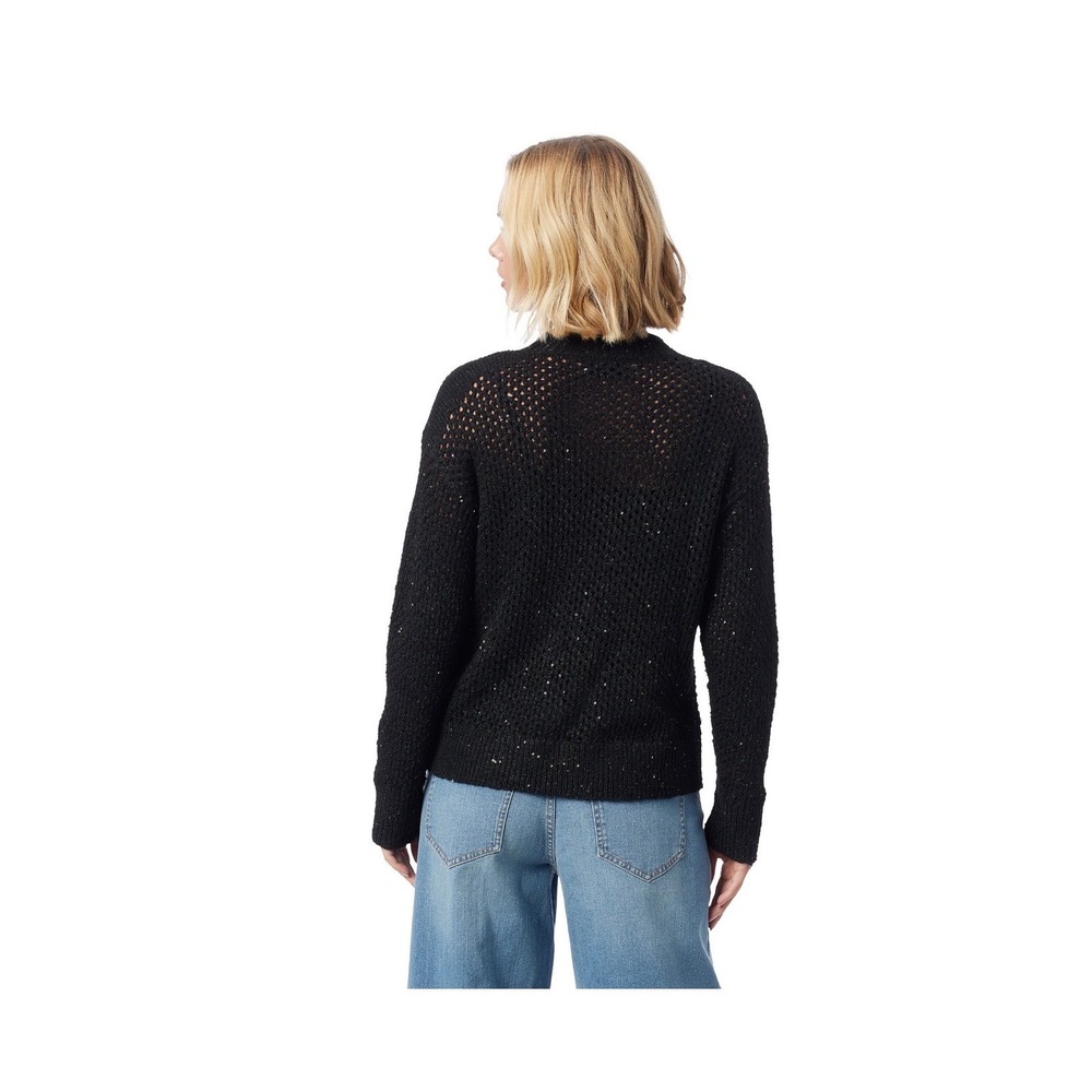 Jessica Simpson Black Sequin Open Knit Mock Neck Sweater Women's Size- X Large - Picture 3 of 8
